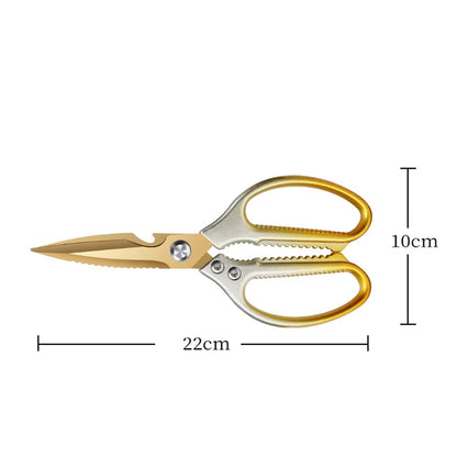 Kitchen scissors - Exquisite gradient gold Strong scissors - Multi-functional chicken duck goose bone killing fish scissors