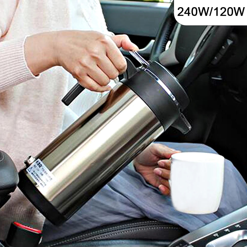 1200 ML Car Hot Kettle Portable Water Heater Large Capacity 12/24 V 120/240 W Fast Boiling for Coffee Tea Drinks for Travel Home