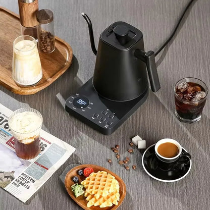 Household Premium Electric Kettle 1L 110V/220V 1200W 304SS Liner Swan Neck 90° Pour Smart Display Auto Power Off Home Coffee Tea