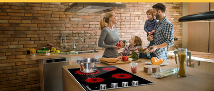 Electric Cooktop 30 Inch - 4 Burners Built-in Ceramic Cooktop, 30" Radiant Electric Stove Top with Knob Control 7200W