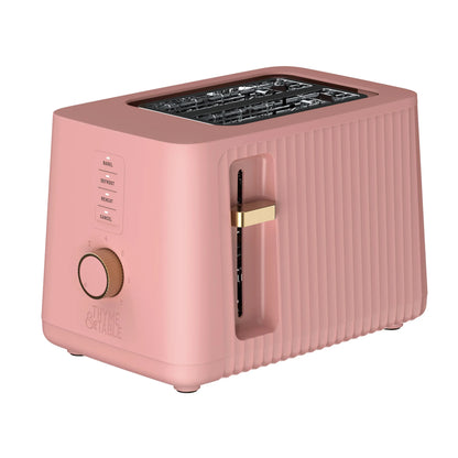 Thyme & Table 2-Slice Toaster, Extra-Wide Slots with Removable Crumb Tray, Sand White