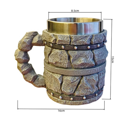 Nordic Viking Rough Stone Beer Mug Medieval Norse Mythology-style Beer Mug Resin Outer Men Birthday Father's Day Bar Decor Gift