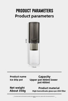 450ml Cold Brew Coffee Maker Iced Drip Pot Portable Cold Brewing with Control Valve Coffee Pitcher Home Summer Camping Tools