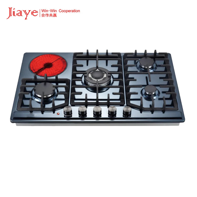 Tempered Glass Panel Built-in 4 Gas and 1 Electric  Ceramic Stoves Hot Plate Gas Cooktop