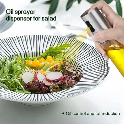 Oil Spray 100ml-Stainless Steel and Glass, Drop Resistant, Oil Dispenser with Accessories, Salad, Vinegar-Air Fryer