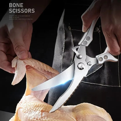 1pc Heavy-Duty Stainless Steel Kitchen Scissors - Multifunctional Poultry Shears for Chicken, Fish & More | Food-Safe