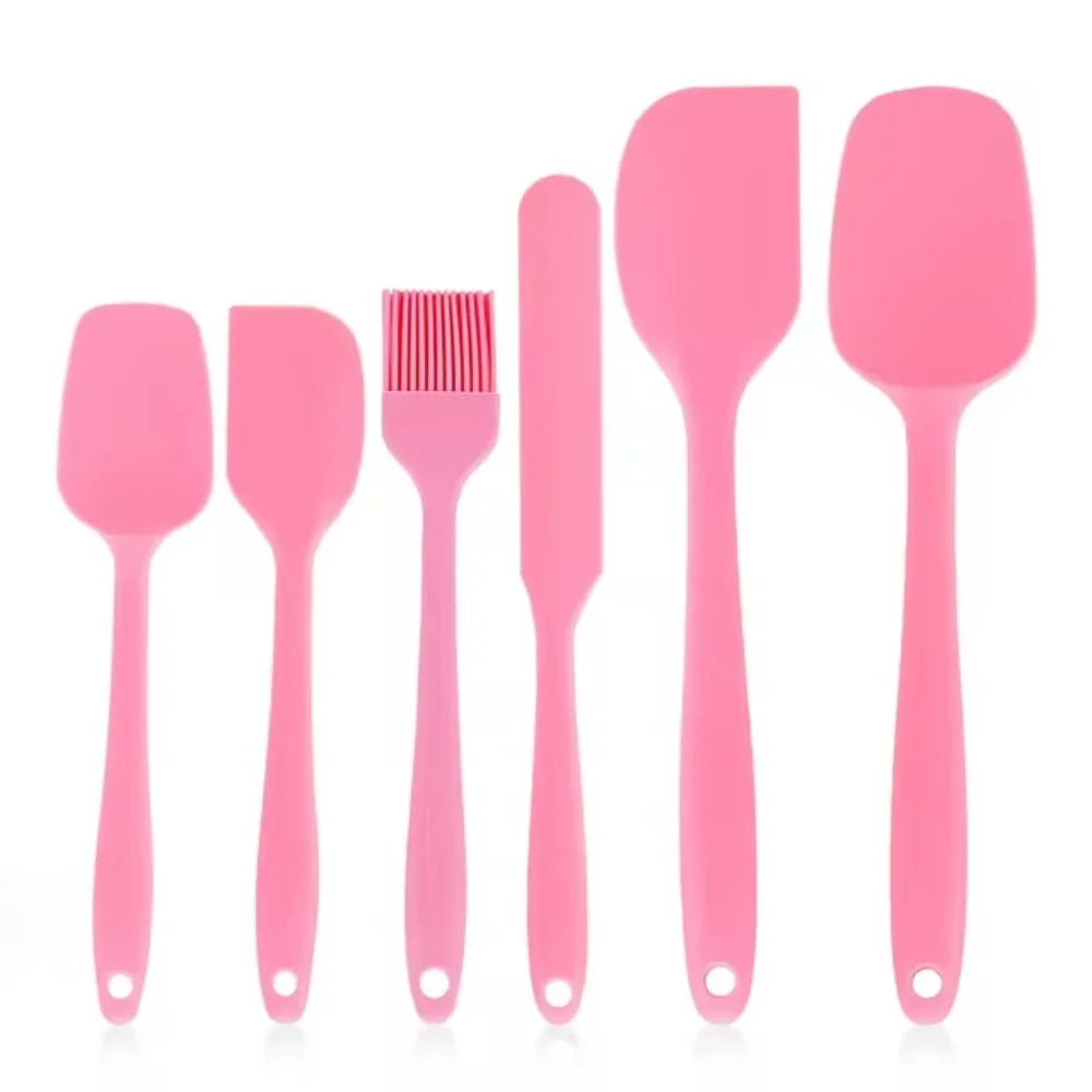 6Pcs Silicone Spatula Set Food Grade Non Stick Heat Resistant Spatulas Turner for Cooking Baking Mixing Baking Tools