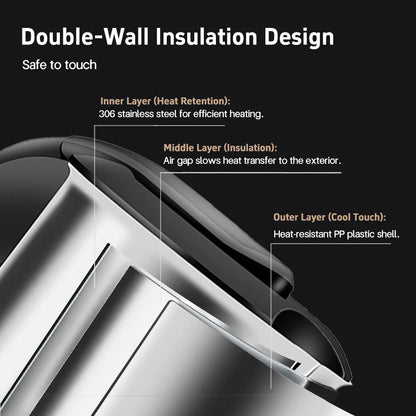 Mini Electric Kettle Tea Coffee Stainless Steel 1000W Portable Travel Water Boiler Pot 0.5L For Hotel Family Trip