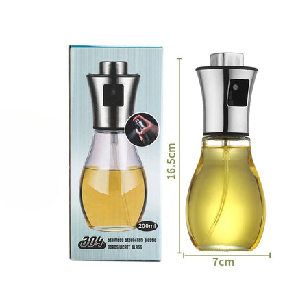 Kitchen Oil Sprayer for Cooking,6.8oz/200ml Olive Oil or Vinegar, Trigger Design,Stainless Steel Vinegar Glass Spray Bottle