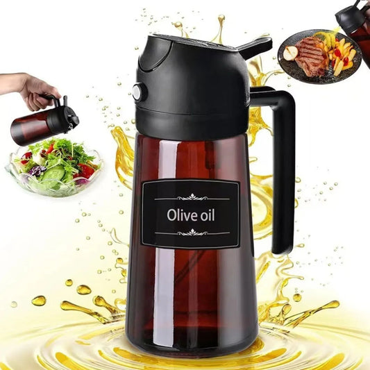 2-in-1 470ml Light Blocking Brown Oil Sprayer for Cooking Olive Oil Dispenser Bottle for Kitchen Oil Bottle Seasoning Tools
