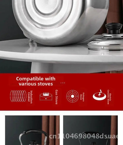 Stainless Steel Whistle Water Kettle Large Capacity 7.5L Insulated for Home Use Compatible with Gas And Induction Cookers Tea