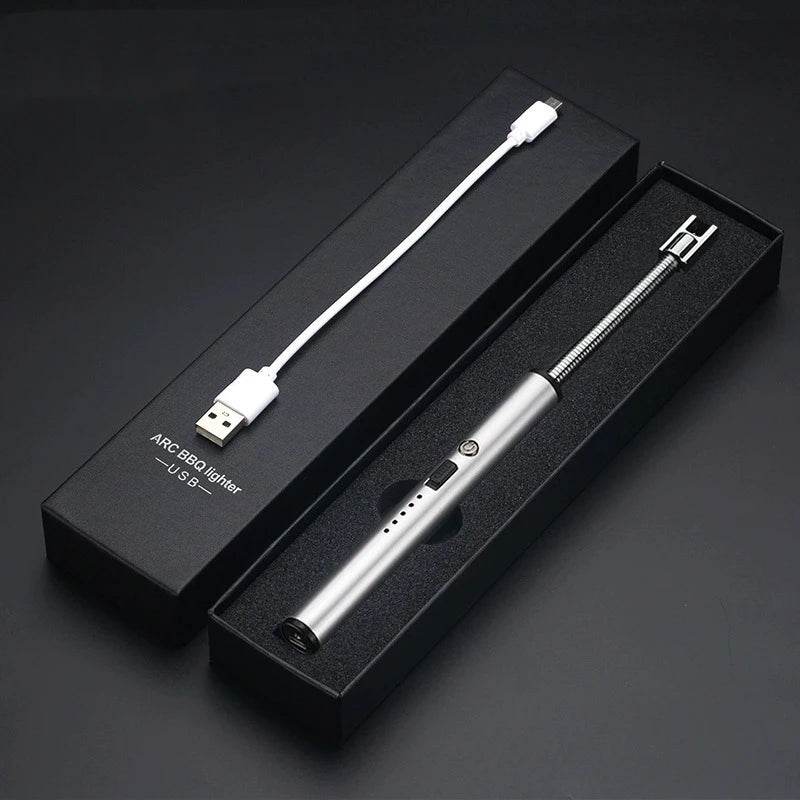 Type-C Rechargeable Kitchen Artifact Portable Smart Pulse Igniter Household Gas Stove Long Handle Electronic Lighter Wholesale