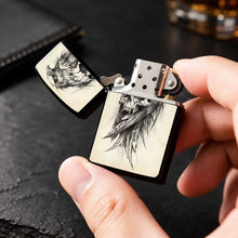 Dark Style Hawk Skull Sketch Portable Lighter, Retro Artistic Decor Carry-On Ignition Tool, Suitable For Daily Travel Outdoor Trips Multiple Scenarios, Trendy Aesthetic Practical Gift Item With Unique Hand-Drawn Texture A Hum