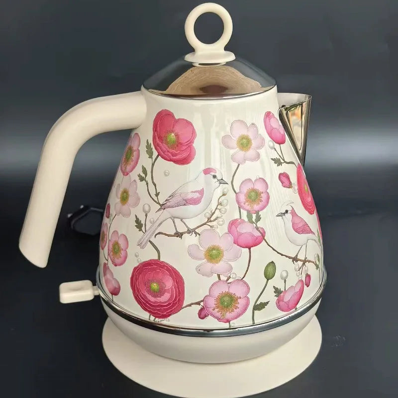1.7L Retro Printed Paint Electric Kettle 1850W Auto Power Off 304 Stainless Steel Boiling kettle With Temperature Display Teapot