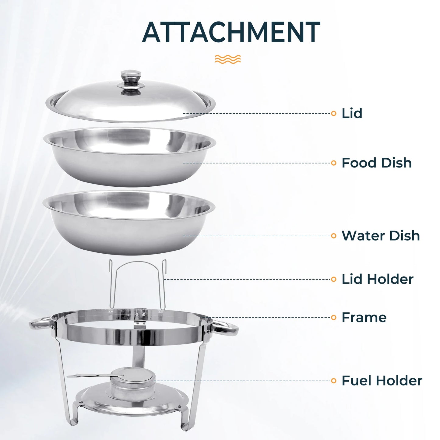 1/2/4 Pack Stainless Steel Chafing Dish Buffet Set 5L Round Chafers Buffet Food Warmers BBQ Party 316 For Parties Events Wedding