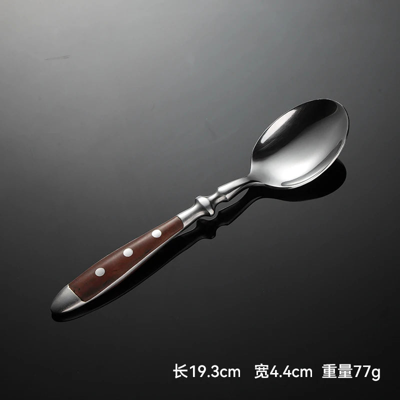 6-piece stainless steel tableware set, including knife fork and spoon set, kitchen knife and dining utensils such as steak knife