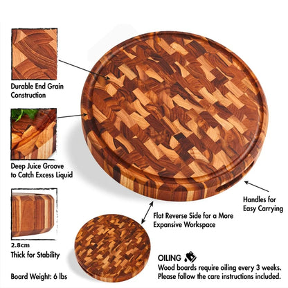 WXCOO Round Acacia Wood Resin Chopping Board Kitchen Cutting Board for Steak Snacks Fruit Board Food-Safe Cutting Board Thicken