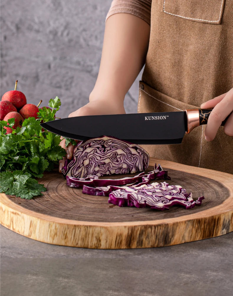 Kitchen Knife 9pcs Acrylic Knife Holder Stainless Steel Slicing Knife Bread Knife Fruit Knife Chef Knife