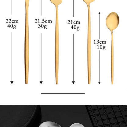 4Pcs black Gold Matte Cutlery Set Stainless Steel Dinnerware Silverware Flatware Set Home Knife Fork Spoon Picnic Tableware Set