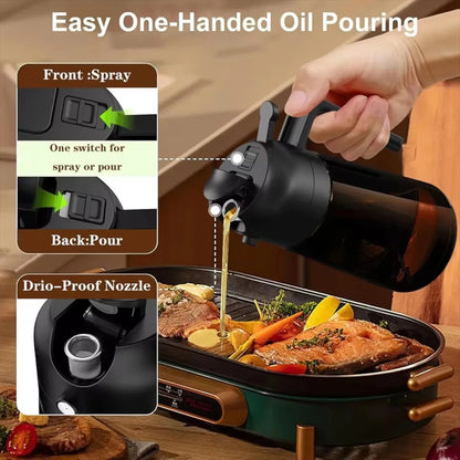 2-in-1 470ml Light Blocking Brown Oil Sprayer for Cooking Olive Oil Dispenser Bottle for Kitchen Oil Bottle Seasoning Tools