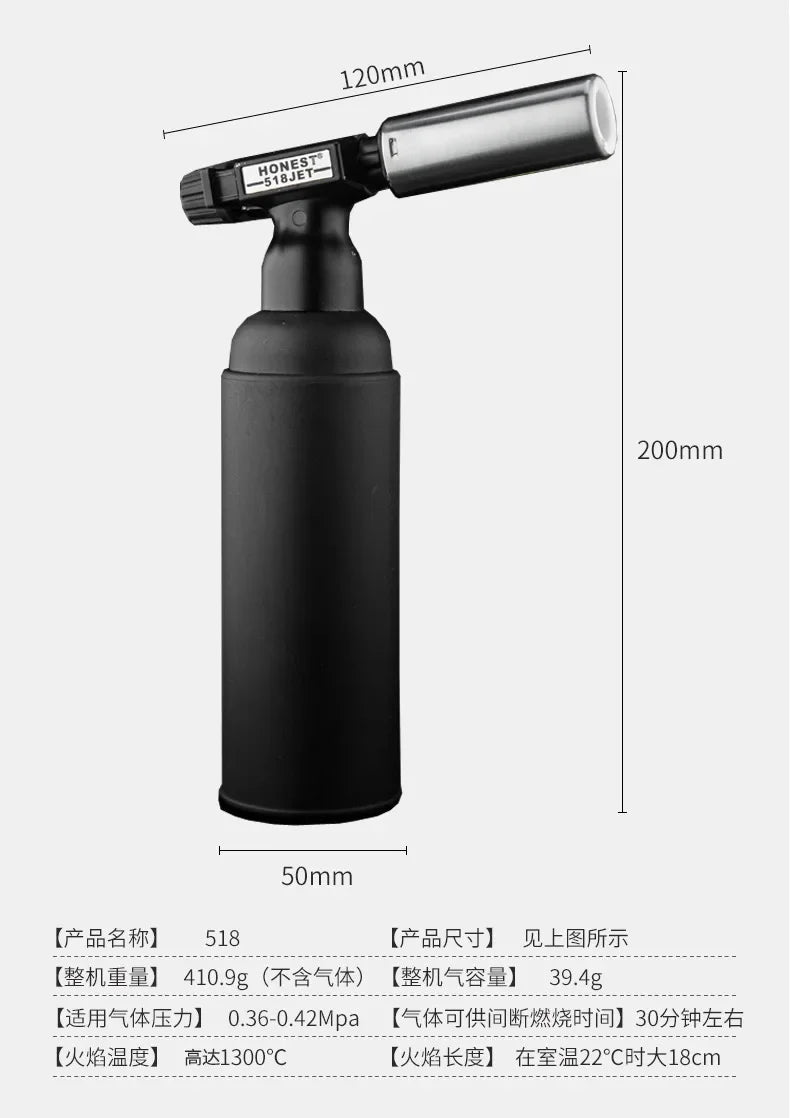 HONEST 1800° Super Large Flame High Temperature Welding Gun Butane Gas Spitfire Gun Lighter Outdoor BBQ Kitchen Cigar Lighters