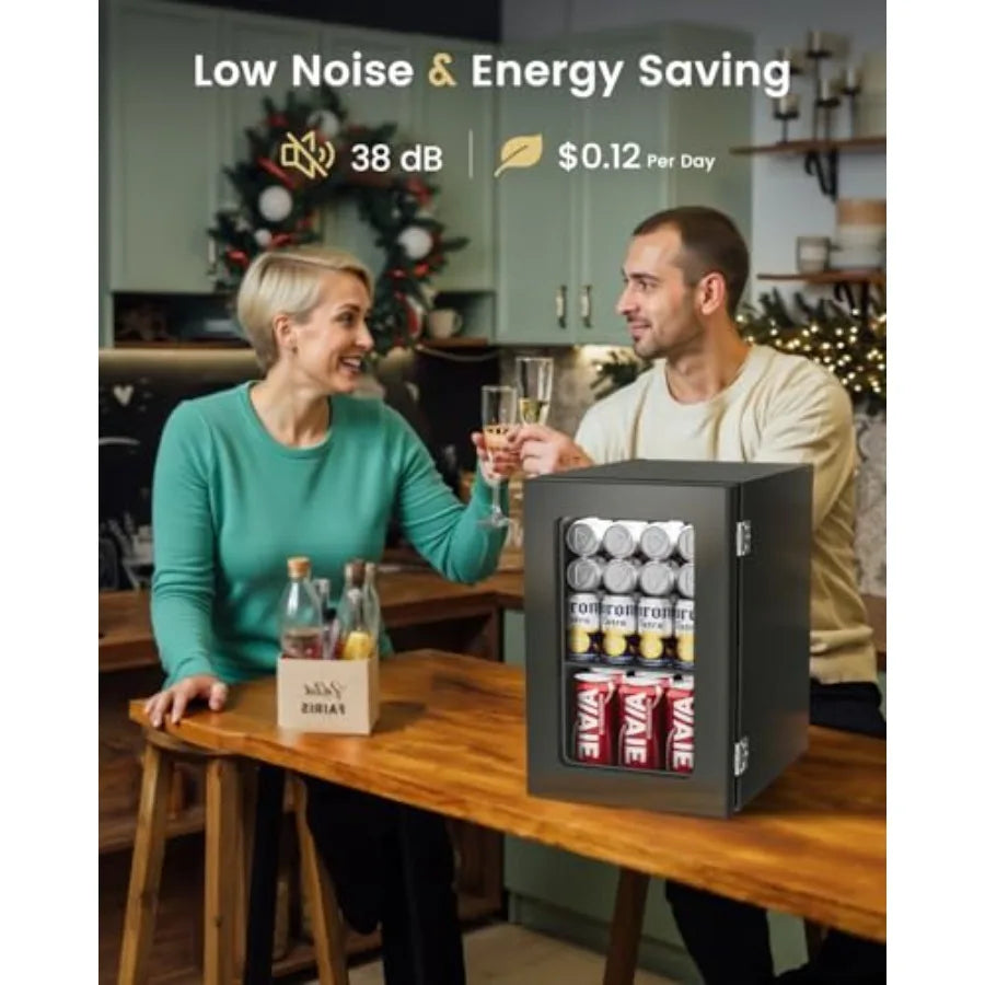24 Cans Beverage Refrigerator Cooler - Mini Fridge with Digital Temperature Control, Soda Wine Beer Drink Fridge for Office Hom