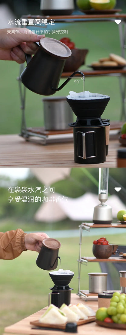 304 Fine Mouth Stainless Steel Coffee Hand Brewer, Western Style Coffee Pot, Home Coffee Utensils with Lid,Office Tea Maker