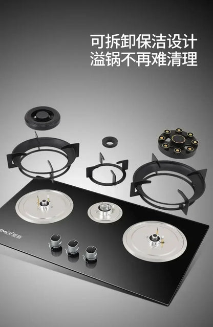 【hot item】Household Gas Stove Tabletop Embedded Dual-purpose Flip Cover Three-burner Stove With Flameout Protection