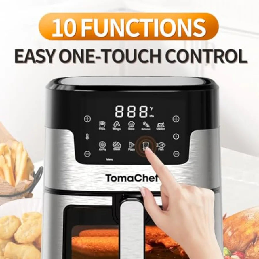 Air Fryer 10-in-1, 5.3QT Compact Oil Free Cooker with Visible Window, Healthy Cooking, Digital Control for Family, Mothers Day