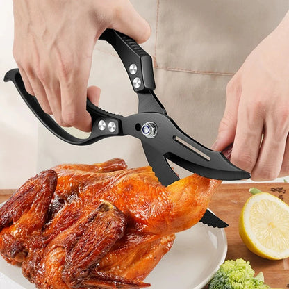 Heavy duty Kitchen scissors Black titanium Scissors Multi-purpose Sharp Cutting Chicken Duck Goose Meat Vegetables Fish