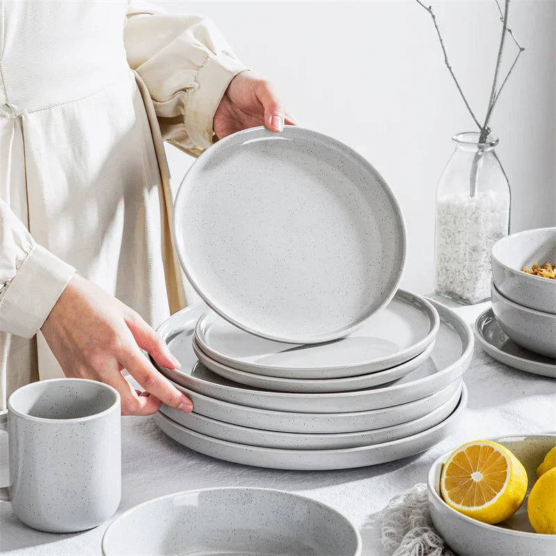 NATSUKI NATSUKI 16PCS Stoneware Dinner Plates Set with 4 Piece Dinner Plate/Dessert Plate/Bowl/Mug Home Hotel Tableware