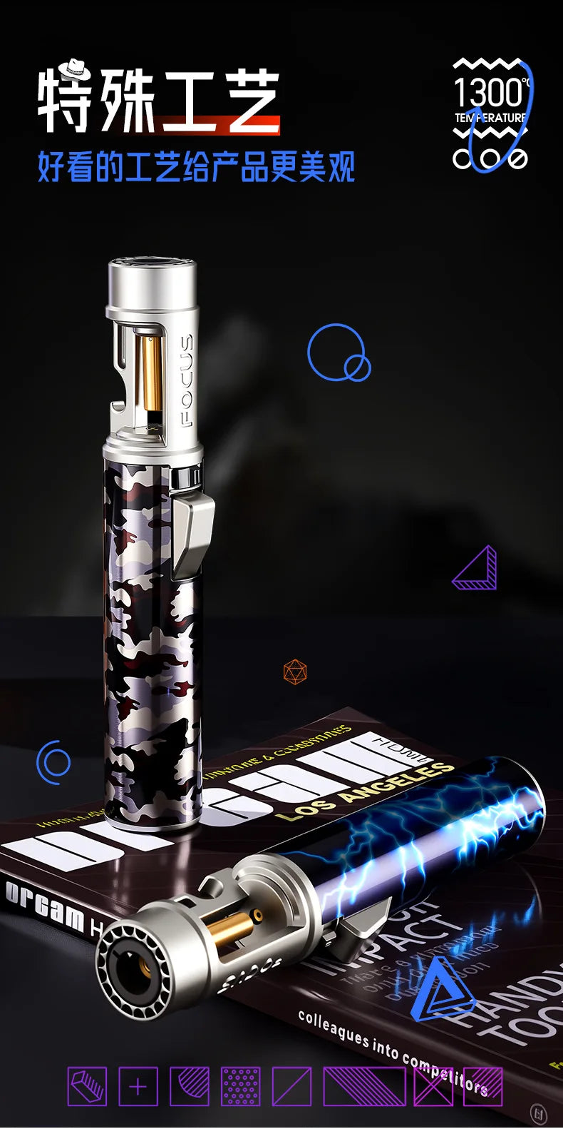 New Powerful Metal Gas Lighter Windproof Kitchen Cooking Torch Flame Jet Barbecue Smoking Accessories Cigar Lighters Men's Gift