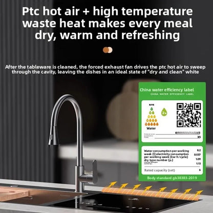 Integrated Sink Dishwasher Built in Disinfection Cabinet Large Capacity Fully Automatic Home Ultrasonic Cleaning EU US UK Plug