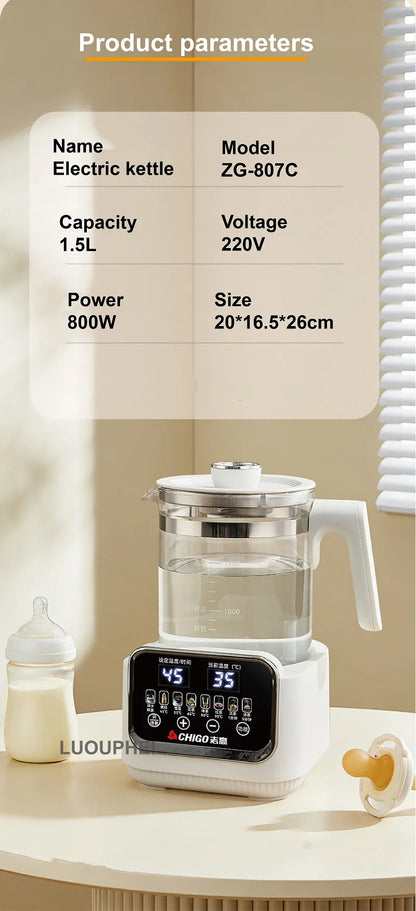 1.5L Electric Kettle Home Health Kettle Multifunctional Milk Regulator Temperature Control Flower Tea Kettle Auto Keep Warm 800W
