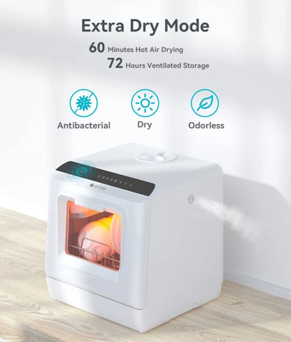 Ecozy Portable Countertop Mini Dishwasher with 5L Water Tank 6 Washing Programs Air Drying Function