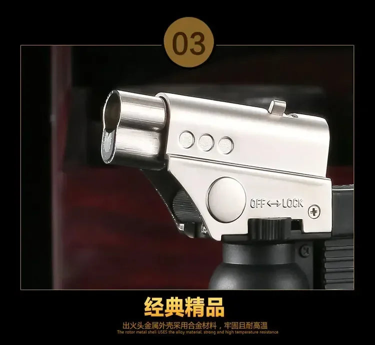 HONEST Creative Double Flame Welding Gun Gas Lighter Safety Lock Switch Jet Fire Open Fire Switching BBQ Kitchen Cigar Lighters