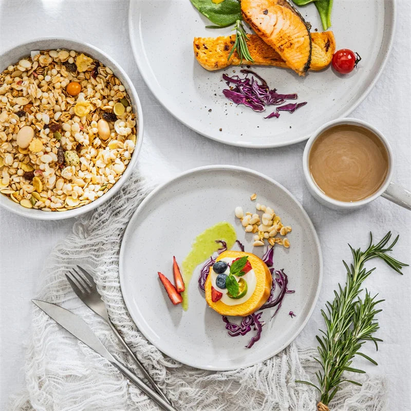 NATSUKI NATSUKI 16PCS Stoneware Dinner Plates Set with 4 Piece Dinner Plate/Dessert Plate/Bowl/Mug Home Hotel Tableware