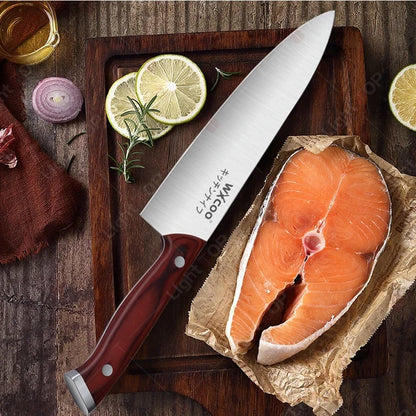 WXCOO 1-5pcs Professional Kitchen Knife Set Ultra Sharp Chef's Knife Meat Cleaver Fruit Slicing Stainless Steel Cutting Board
