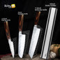Kitchen Knives Japanese Chef Knife Set 7CR17 High Carbon Steel Full Tang Hammered Non-Stick Santoku Knifes Utility Meat Cleaver