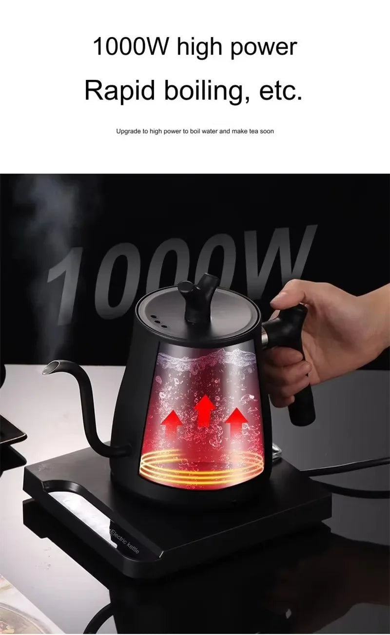 TINSOL 1L Electric Gooseneck Kettle, Manual Brewing Coffee Pot, Smart Teapot, Temperature Control Kettle, 1200W Fast Heating