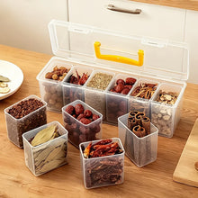 7-Piece Lidded Sealed Spice Container Set (1L+6S) - PP Food-Safe, Removable Divided Jars for Spices, Herbs & Kitchen Organizing