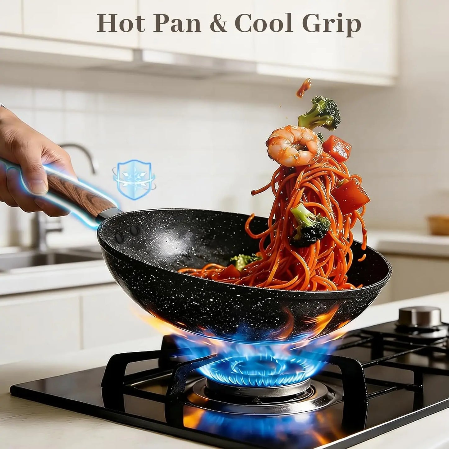 Nonstick Frying Pan Set - 9 Pieces, 3 Sizes (8"/10"/12"), PFOA Free, Induction & Oven Safe, Easy Clean for Home Cooking