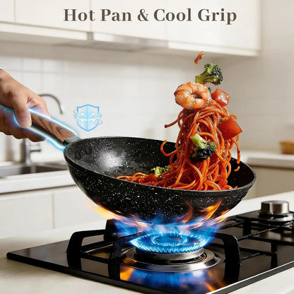 Nonstick Frying Pan Set - 9 Pieces, 3 Sizes (8"/10"/12"), PFOA Free, Induction & Oven Safe, Easy Clean for Home Cooking