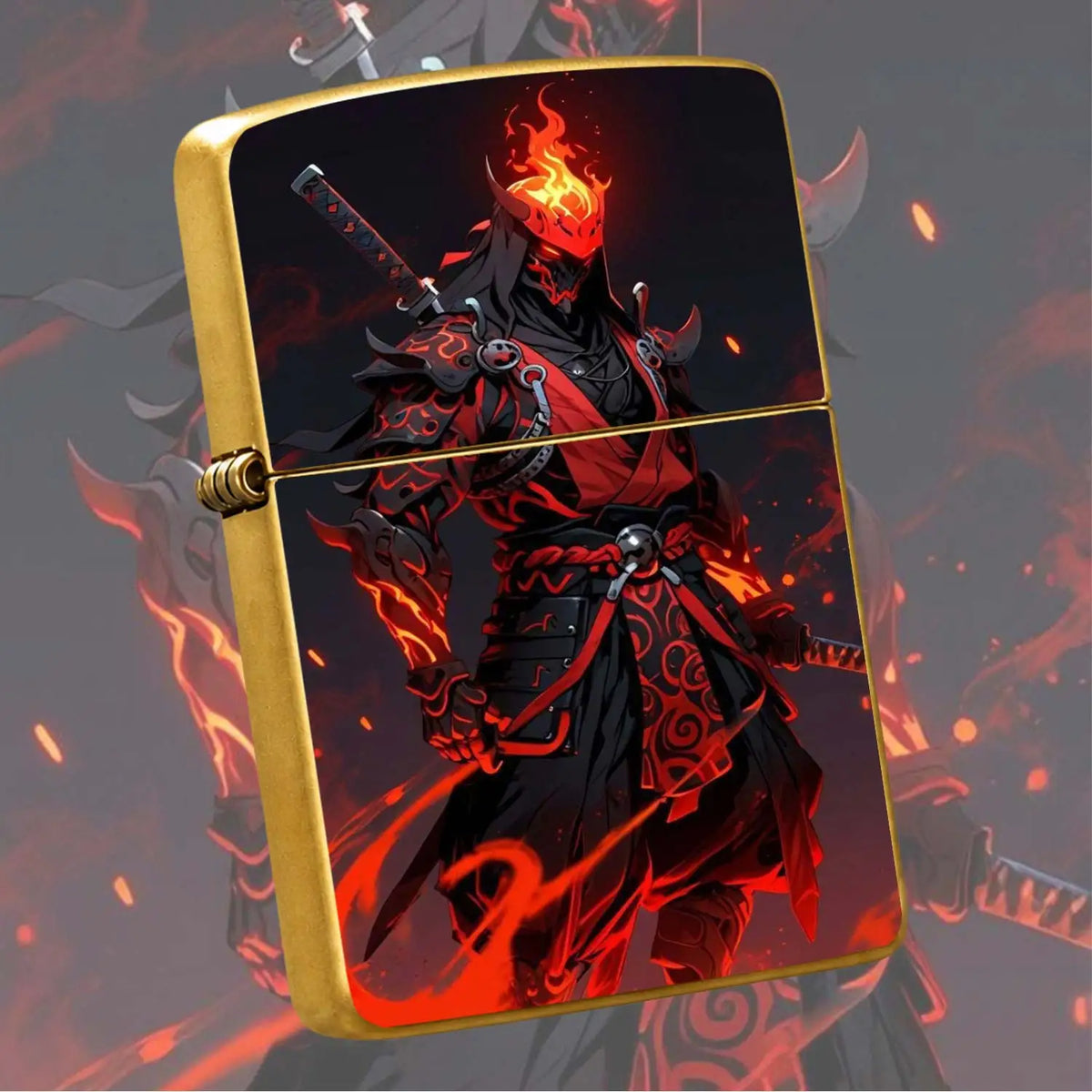 Trendy Cool Flame Samurai Themed Portable Lighter, Stylish Oni Decorative Accessory For Daily Use, Outdoor Camping, Candle And Incense Ignition, Ideal Unique Gift For Anime And Game Enthusiasts, Personalized Desktop Display C