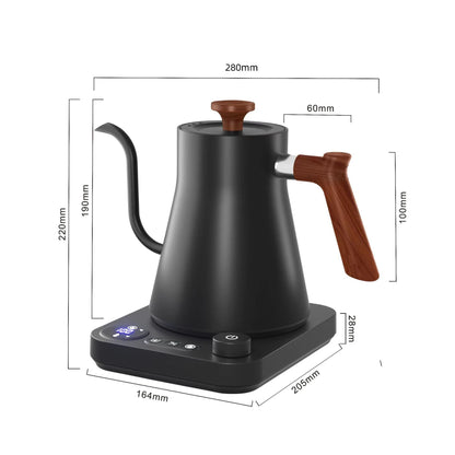 110V/220V Gooseneck Electric Kettle Smart Temperature Control Pot 1200W Rapid Heating Kettle 304 Stainless Steel Liner Pot 900ml