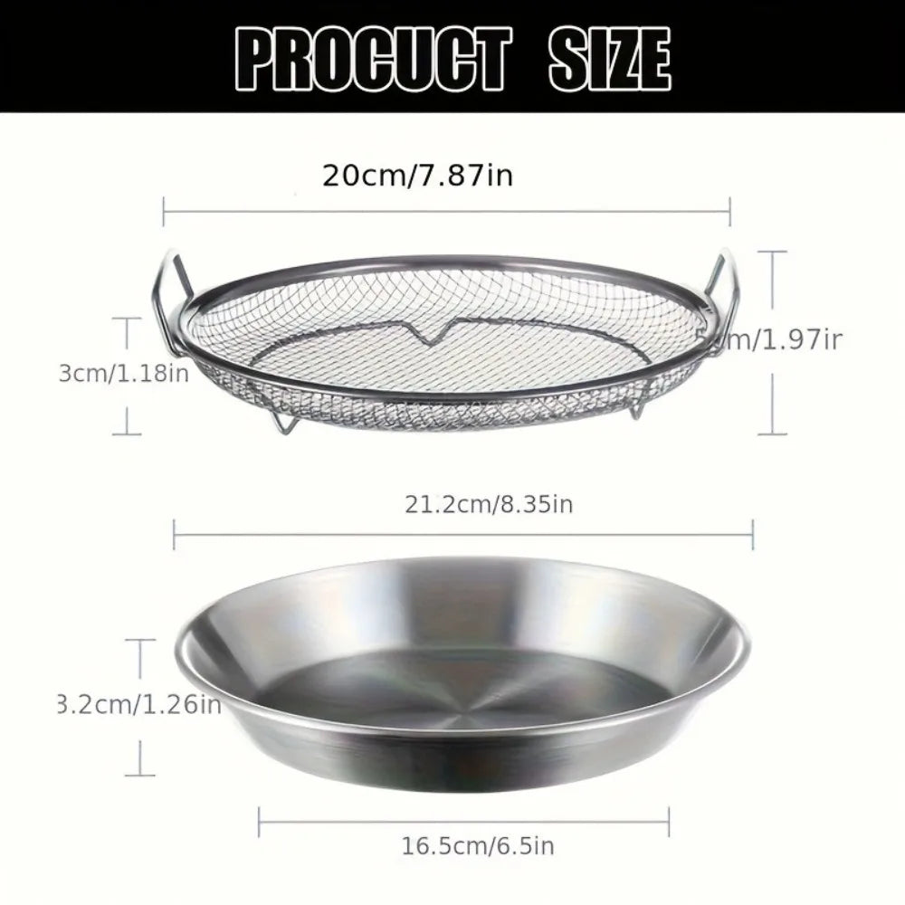 Heavy Duty Stainless Steel Frying Rack with Tray, Foldable Metal Mesh Basket for Oil Draining, Dishwasher Safe