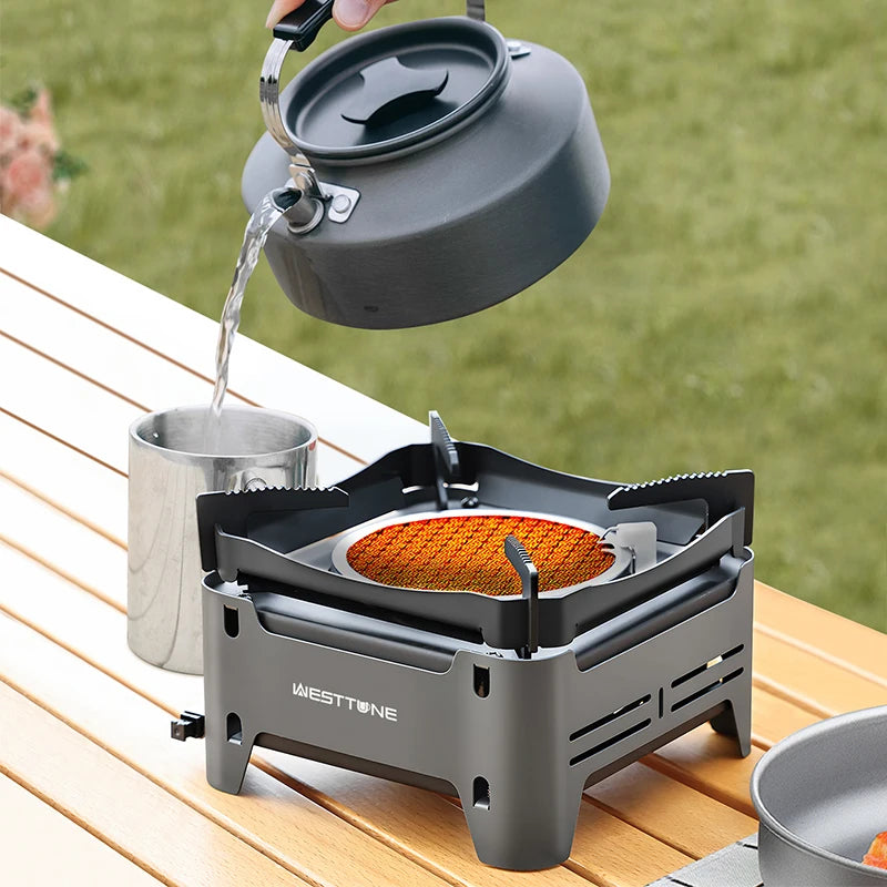 WESTTUNE Outdoor Gas Stove Portable Cooking Stoves Camping Emergency Burner with Electronic Ignition for Garden Picnic BBQ