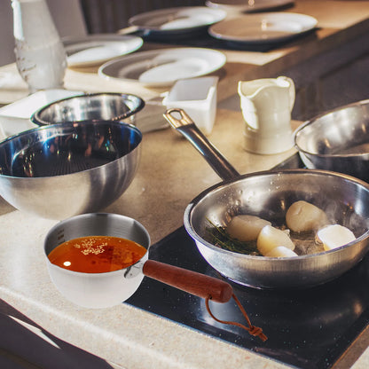 Stainless Steel Small Sauce Pan Compact Hot Oil Pot Mini Induction Kitchen Cooker Boil Stew Fry Oil Heating Pan