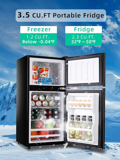Refrigerator with Freezer 3.8 Cu.Ft with 7 Level Adjustable Thermostat Control 2 Door Lock Fresh Energy Saving Top-Freezer Refri