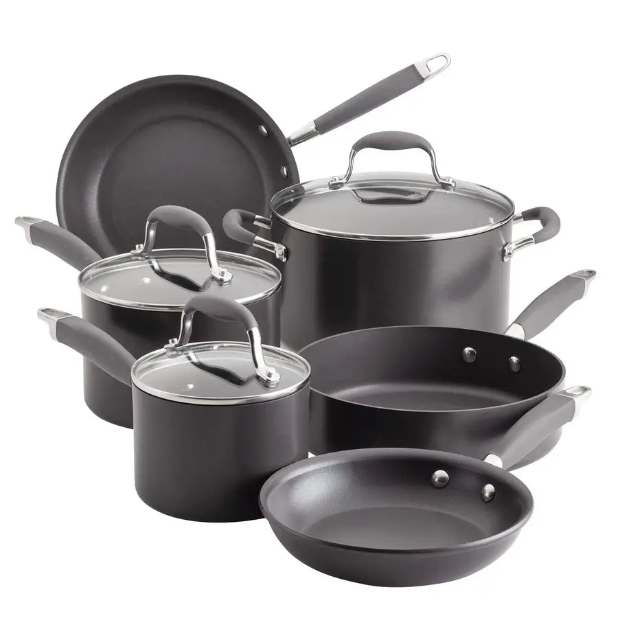 Advanced Home Hard Anodized Nonstick Cookware Pots and Pans Set, 9 Piece Moonstone
